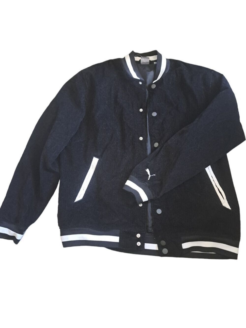 PUMA lightweight corduroy varsity style snap front jacket embroidered GRAPHIC XL